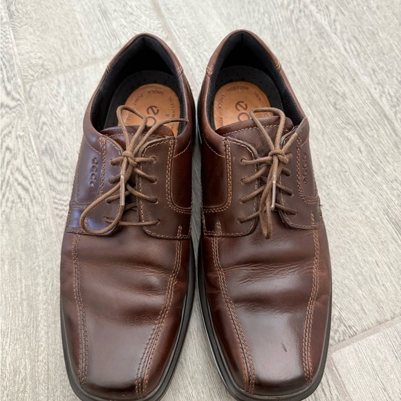 ECCO Men's Brown Leather Shoes - Picture 1 of 8